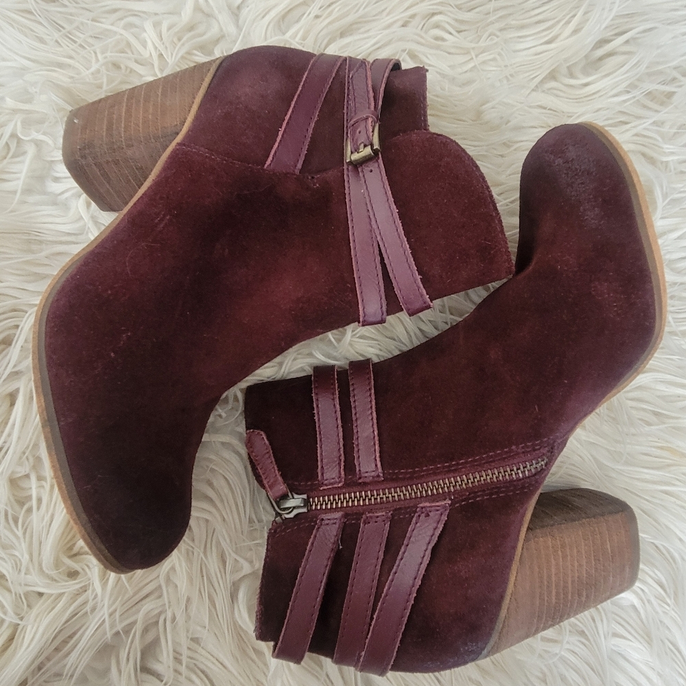 Bp Nordstrom "Tandem" burgundy suede ankle booties
